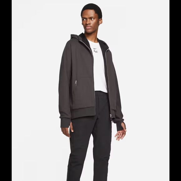 NikeEvery Stitch Series Solid Color Zipper Knit Hooded Jacket Black